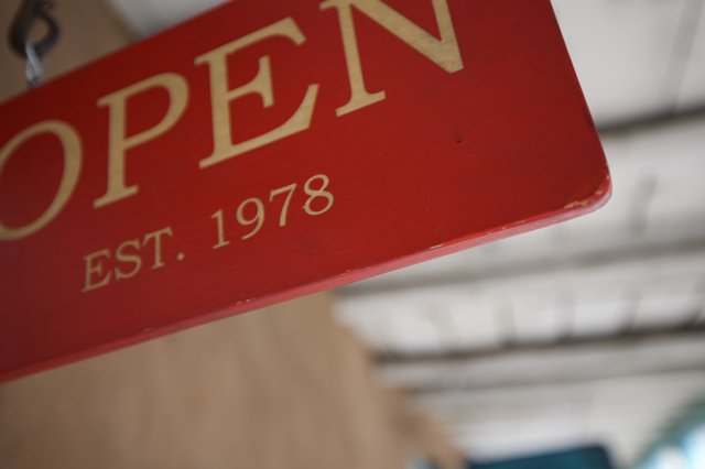 Vintage Red Open Sign Established 1978
