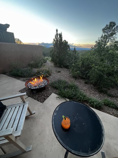 Sunset Fire Pit on a Cozy Patio
