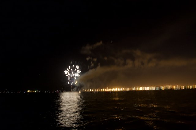 Spectacular Fireworks Display Over the Lake