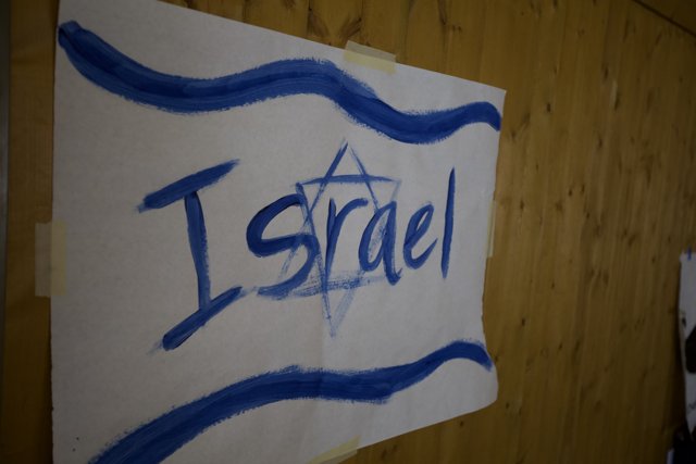Israeli Flag on Plywood Wall
