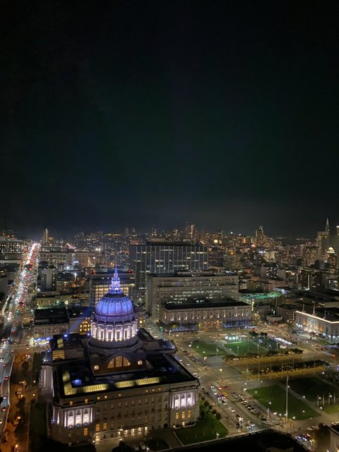 Aerial View of San Francisco's Metropolis at Night