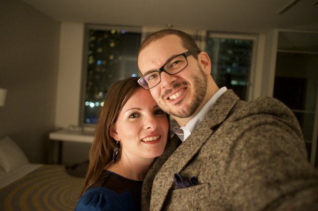 Dave and Penelope's Cozy Hotel Room Selfie