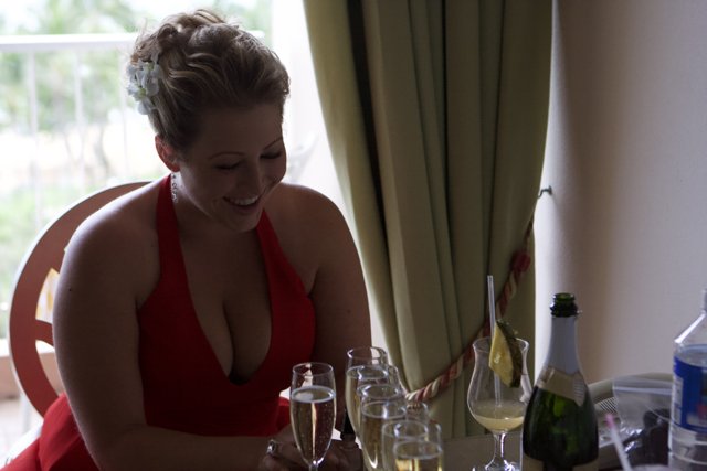 A Red Dress and Wine Glasses