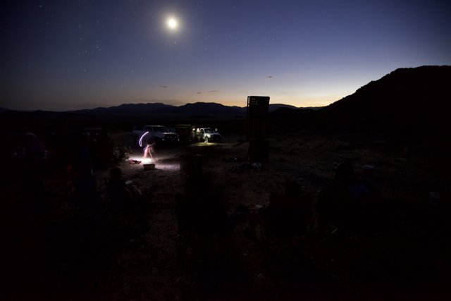Nighttime Campfire Gathering