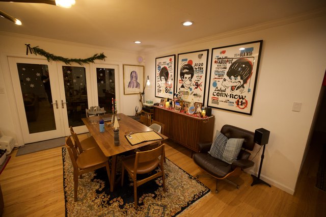 Mid-Century Modern Dining Room with Retro Pop Art Decor