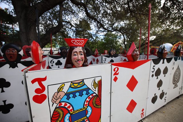 Playing Card Soldiers Parade Float at Park Event