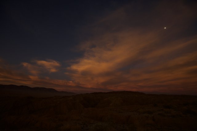 Moon and Cloud at Sunset in Anza Borrego Desert