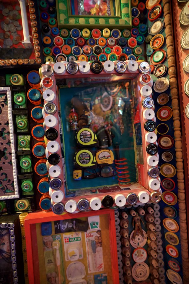 Vibrant Bottle Cap Art Installation Display
