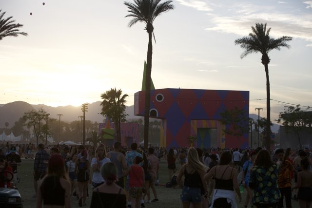 Palm Trees and People at Coachella Festival
