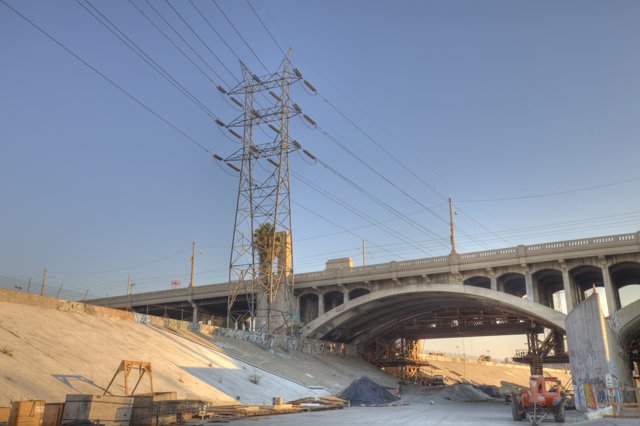Construction Work on the Bridge Over the LA River