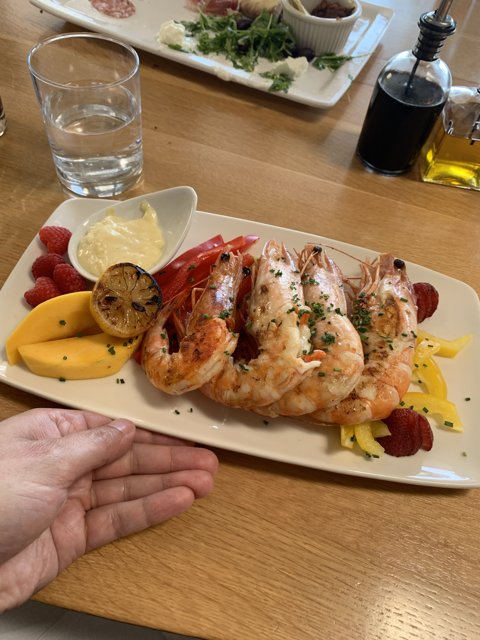Seafood and Citrus Fruit Lunch
