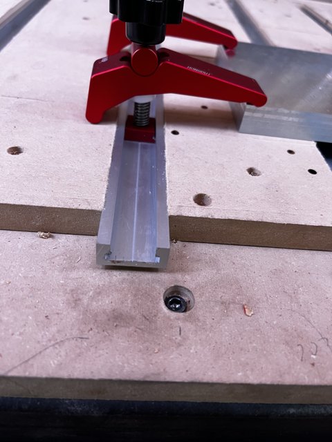 Red Clamp on Table Saw