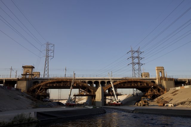 Overpass and Power Lines on the LA River