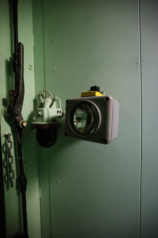 Underwater Camera Housing on USS Hornet Green Door