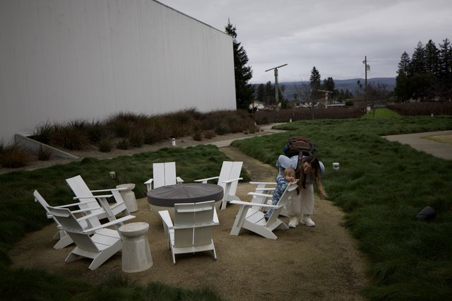 Mother and Child Moment at Outdoor Seating Area