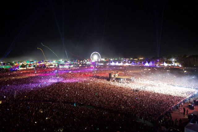Igniting the Night: A Fiery crowd at Coachella