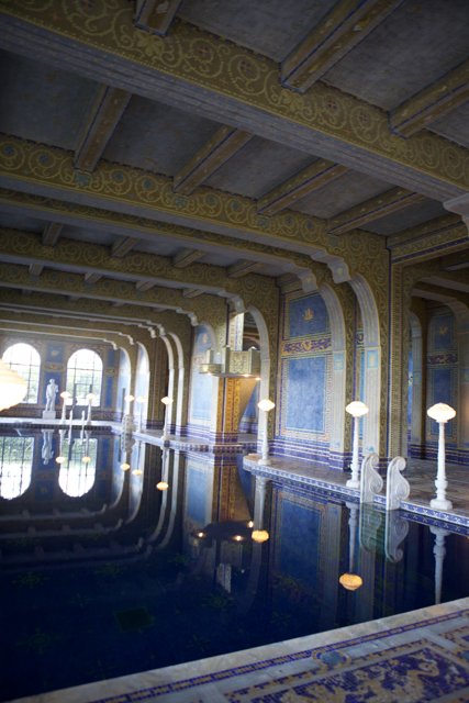 Serene Indoor Pool with Stately Architecture