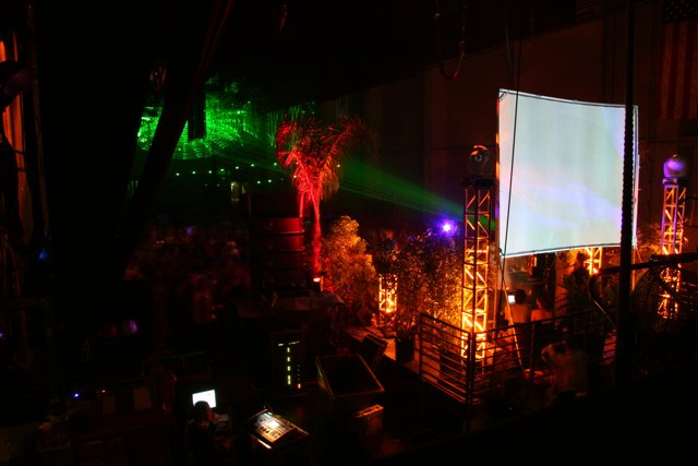 Neon-lit Cinema Screen at a Concert