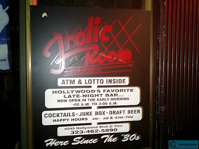 Hollywood Club Sign with ATM & Lotto Inside
