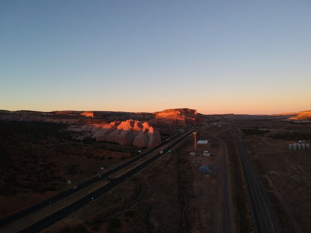 Aerial View of the Canyon at Sunset