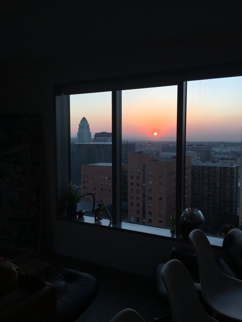 Sunset Skyline View from The Broad Living Room