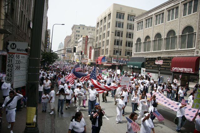American Flag Parade in the City