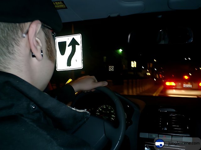 Night Driving with Traffic Sign