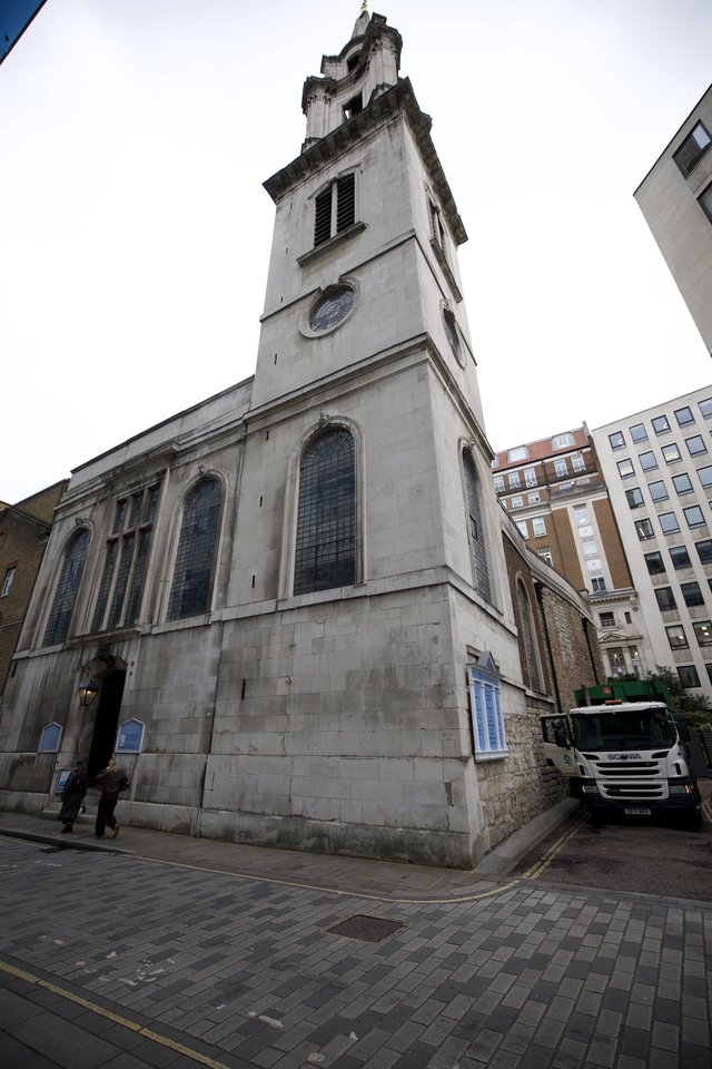 Historic Church Tower Rising Above London Streets