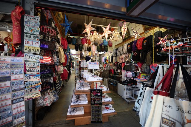 Colorful Tourist Souvenir Shop Interior with License Plates