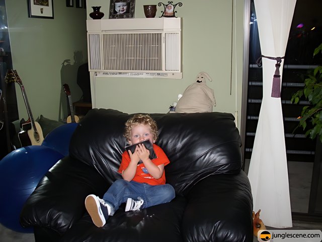 Portrait of a Young Boy in a Cozy Living Room