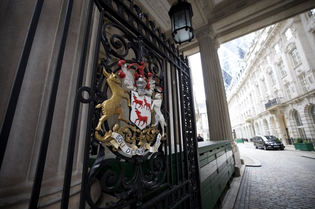 Heraldic Coat of Arms on Ornate Iron Gate in London