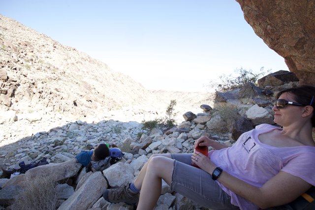 Desert Rest Stop Under Rocky Canyon Overhang