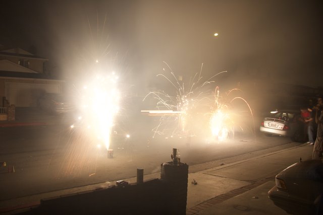 Fireworks Illuminate Festive Street