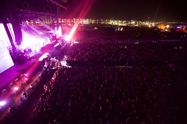 Lights Illuminating the Crowd at Coachella Concert
