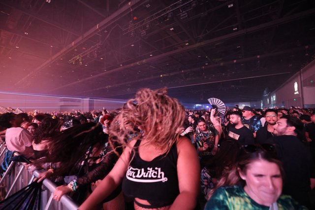 Dreadlocked Dancer Loses Herself in Festival Crowd