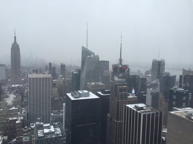 Snowy Cityscape at Rockefeller Center