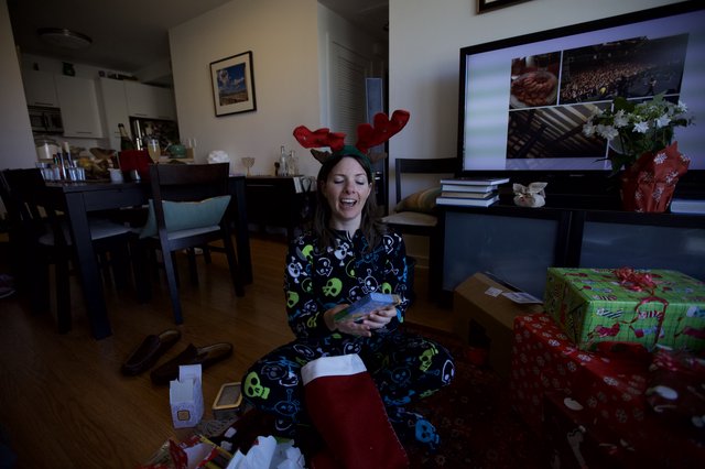 Christmas Morning Joy in Reindeer Pajamas