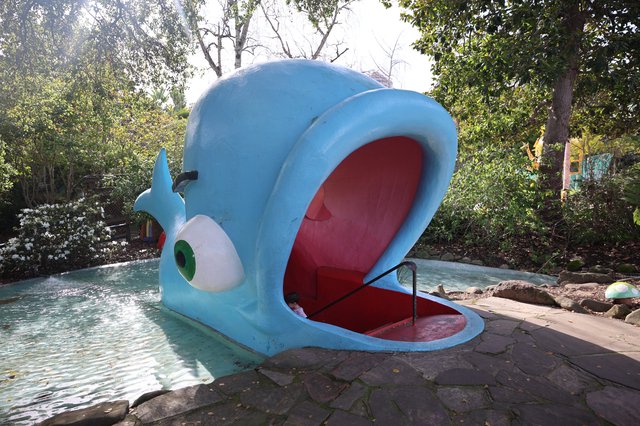 Blue Whale Slide at Abandoned Theme Park Pool