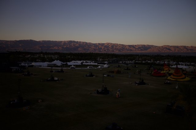 Sunset Over Coachella Mountains and Tents