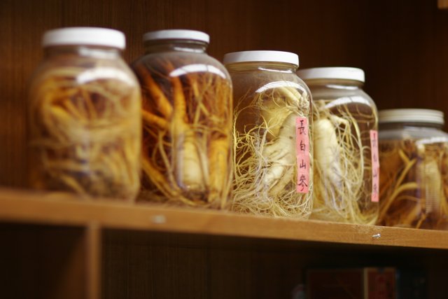 Assorted Roots in Jars