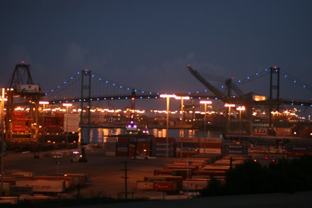 Illuminated Bridge at the Waterfront