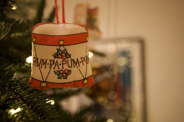 Vintage Drum Christmas Ornament on Festive Tree