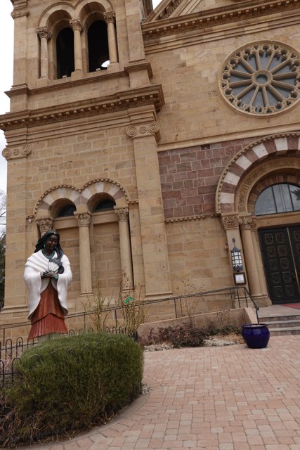 Jesus Statue Stands Proudly in Front of Church