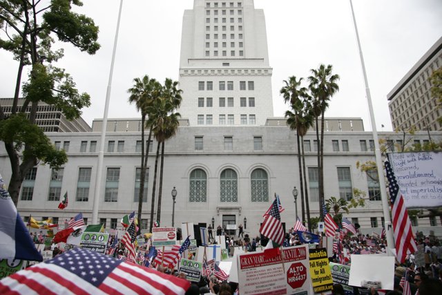 Protesters Gather Outside Los Angeles City Hall