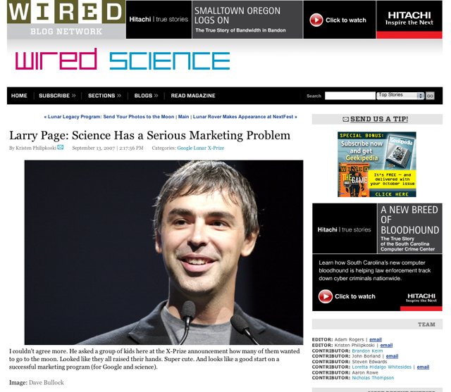 Larry Page Faces Challenges in Science Marketing