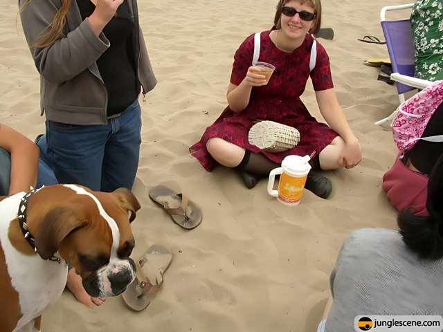 Relaxing at the Beach with Man's Best Friend