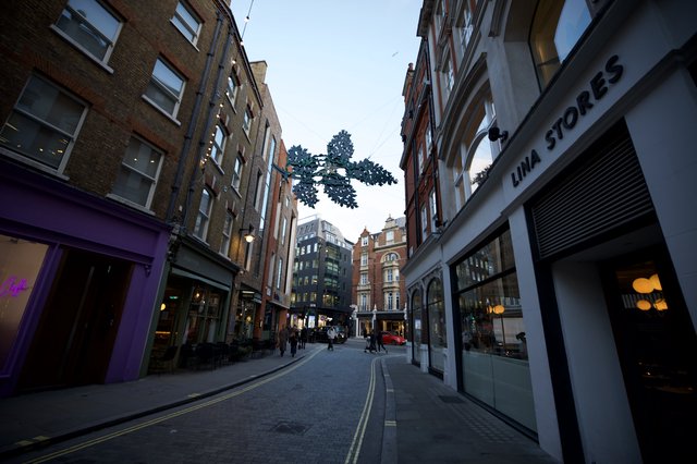Festive Snowflake Decoration on London Shopping Street