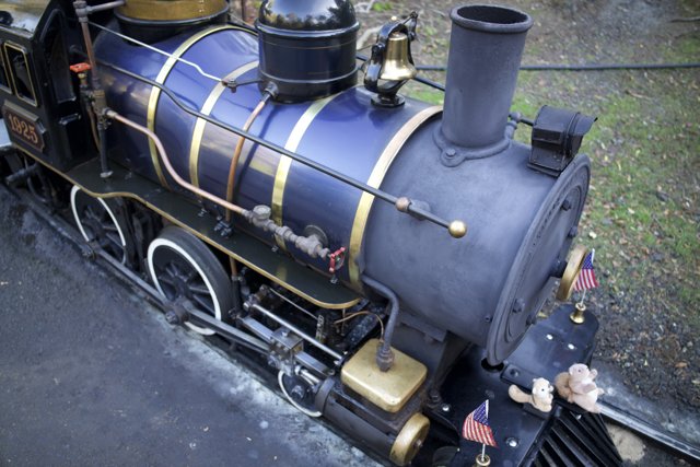 Canine Conductor on Vintage Train Engine
