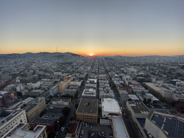A Majestic Cityscape at Sunset