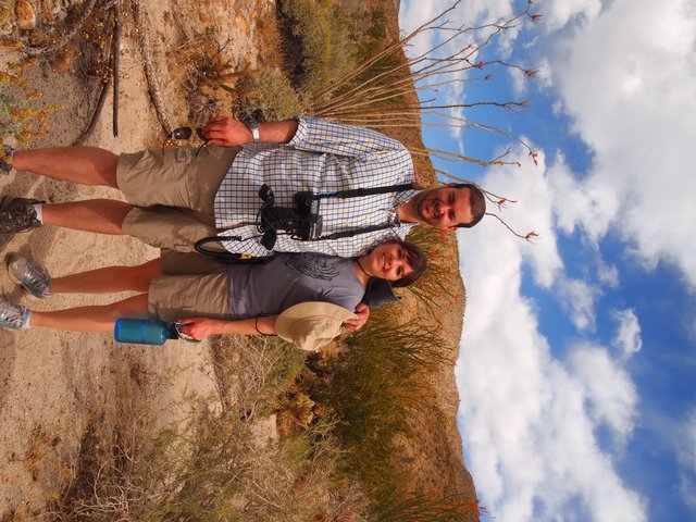 Couple Hiking in Desert Wilderness at Golden Hour
